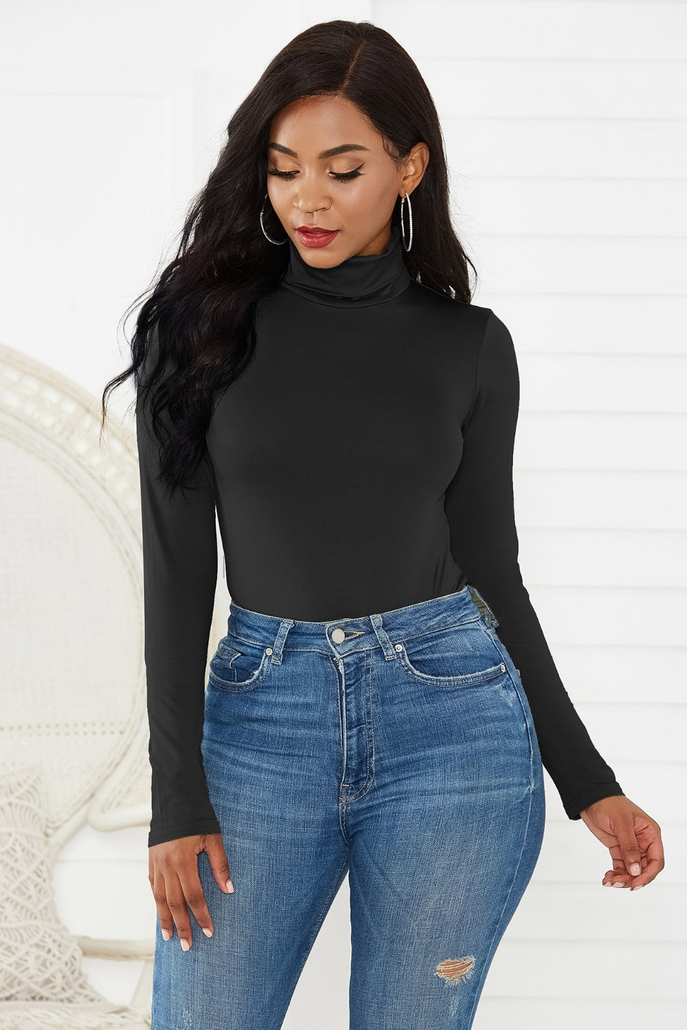 Turtleneck Long Sleeve Bodysuit - DRG Boutique Apparel & Accessories LLC