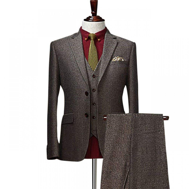 Men's Wool Tweed Formal Lapel suit