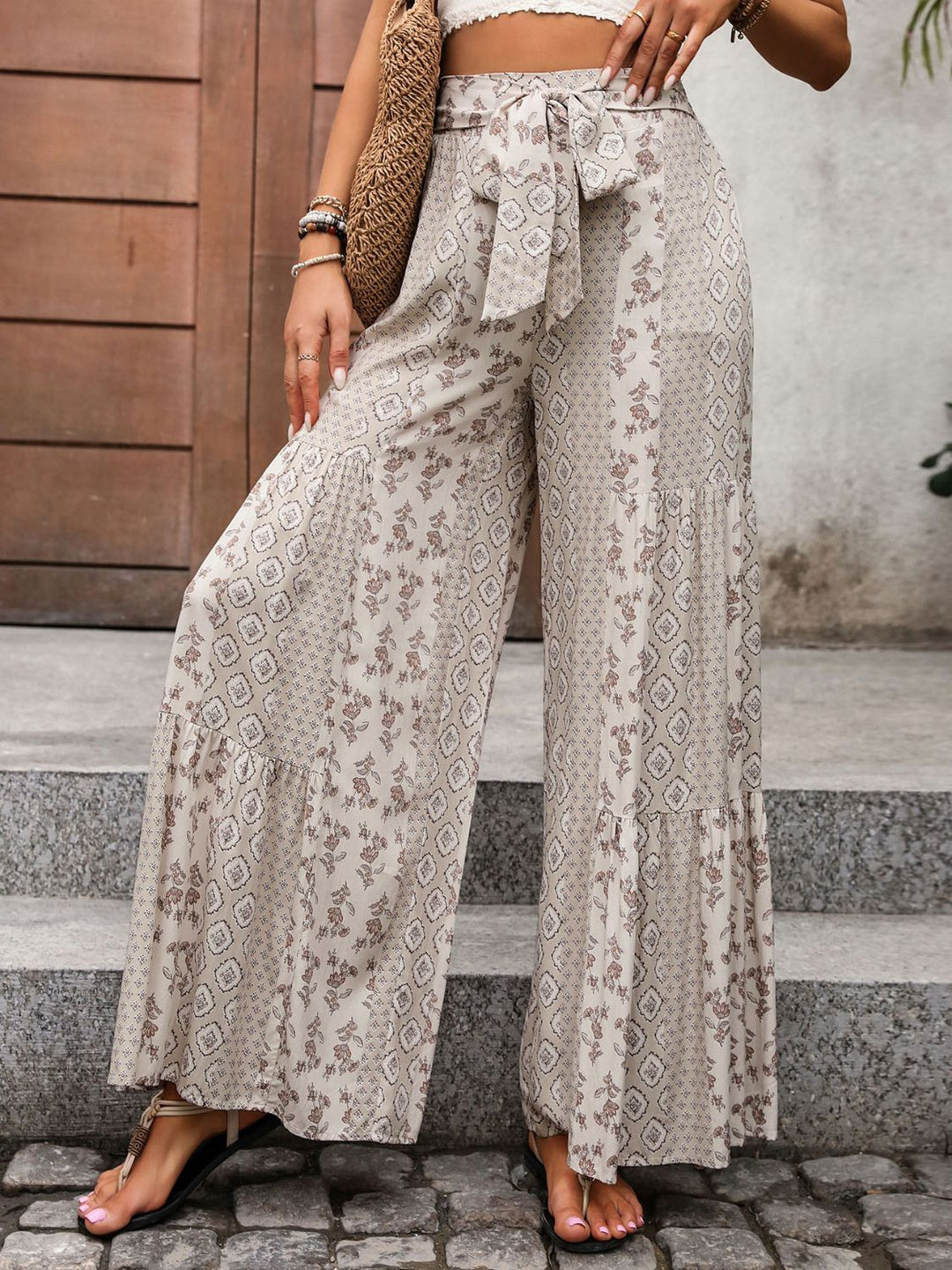 Perfee Printed Wide Leg Pants - DRG Boutique Apparel & Accessories LLC