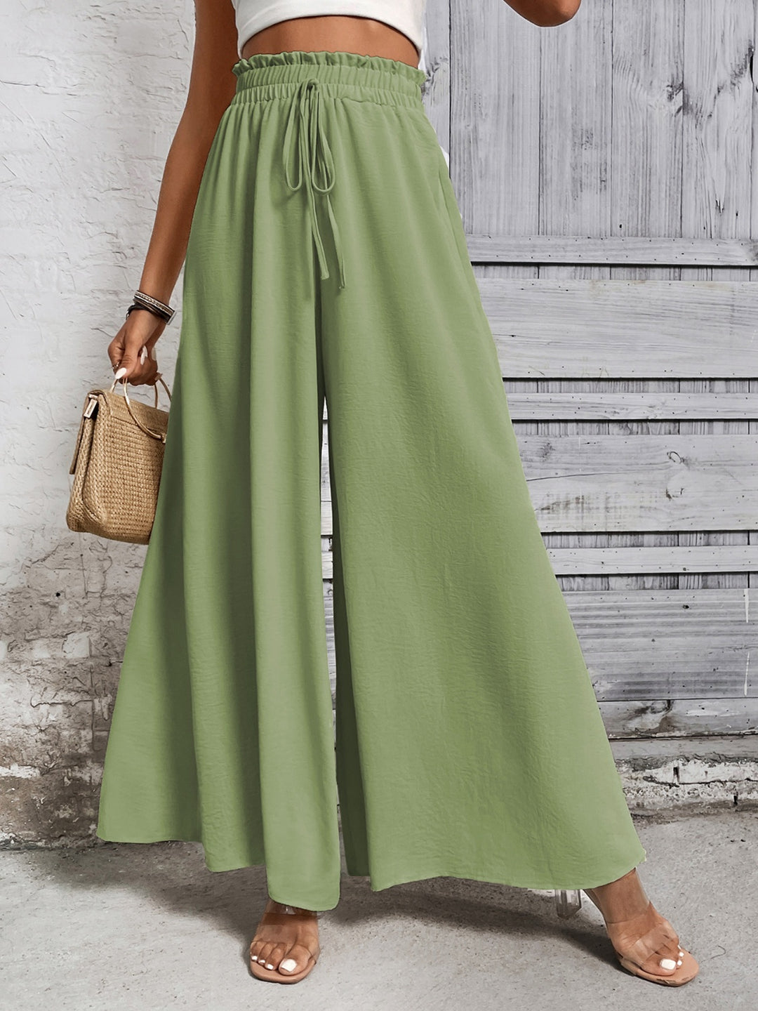 Honey Tied High Waist Wide Leg Pants - DRG Boutique Apparel & Accessories LLC