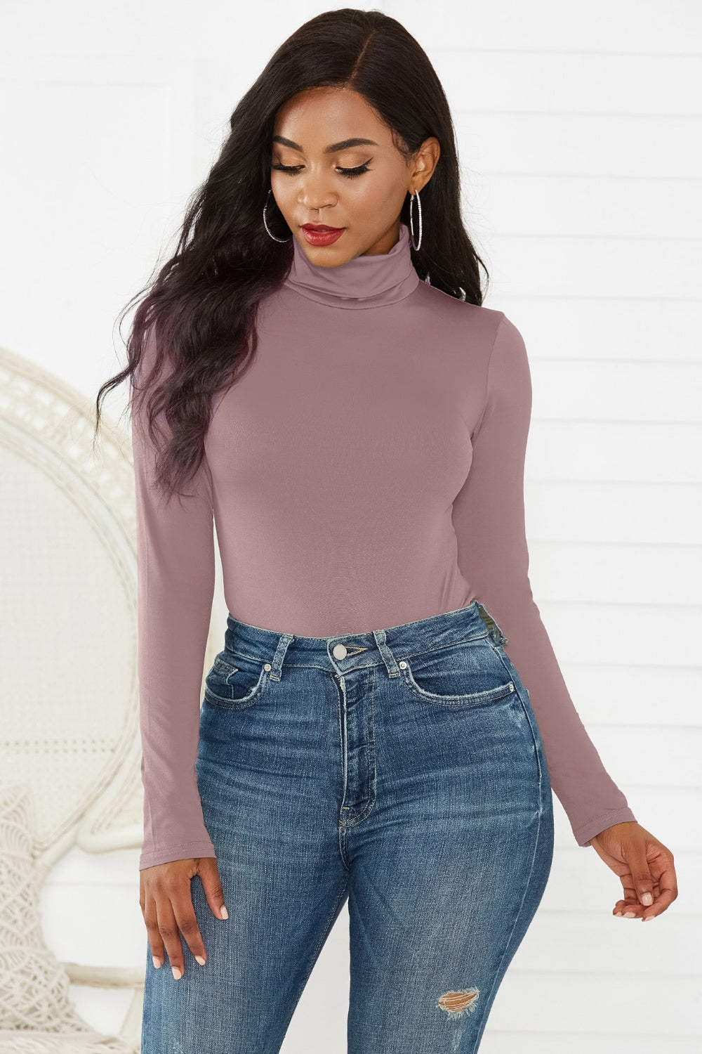 Turtleneck Long Sleeve Bodysuit - DRG Boutique Apparel & Accessories LLC