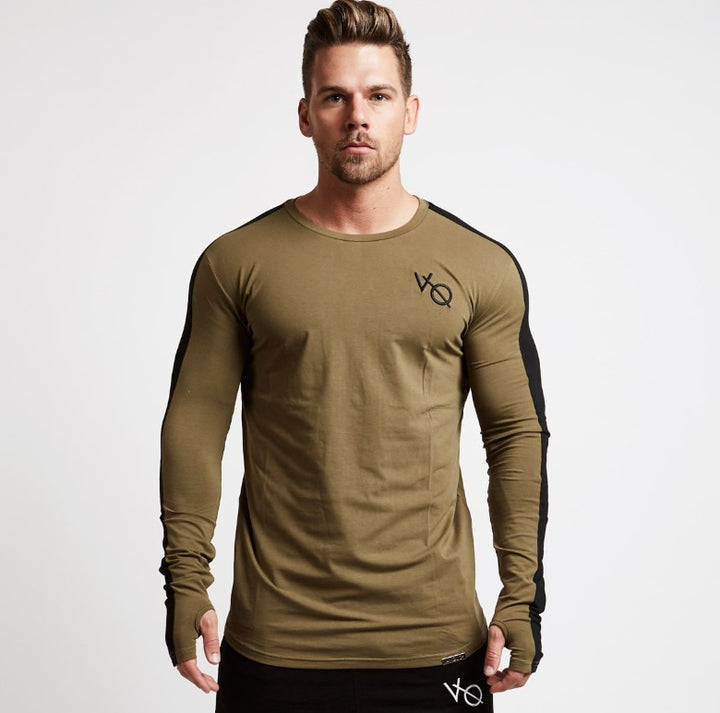 Brand Men fashion Slim T-Shirts Leisure Bodybuilding Long Sleeve