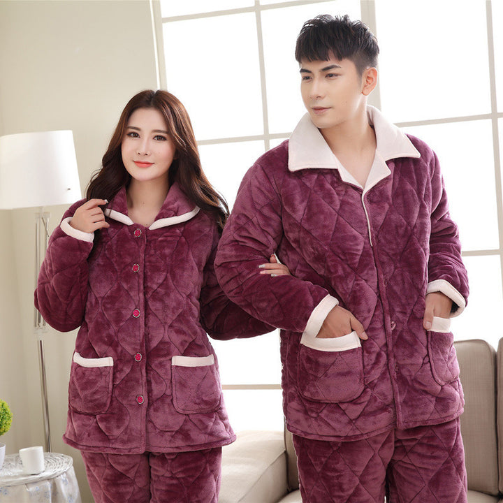 Flannel and cotton purple pajamas for men and women