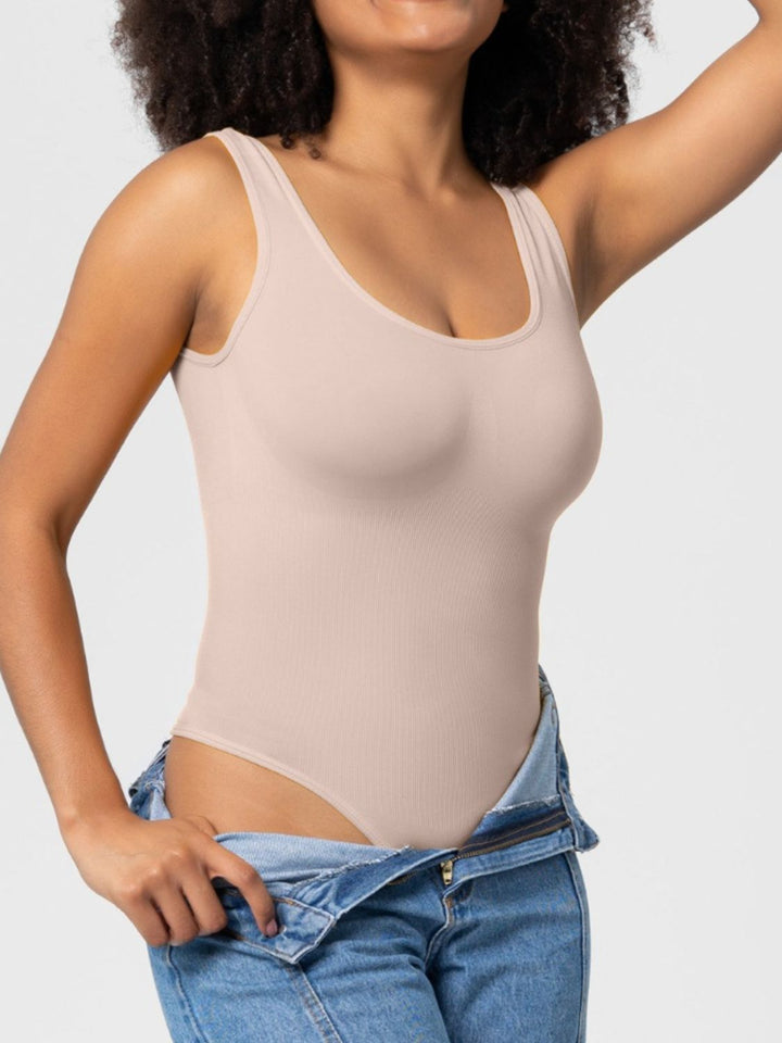 Scoop Neck Wide Strap Shaping Bodysuit - DRG Boutique Apparel & Accessories LLC