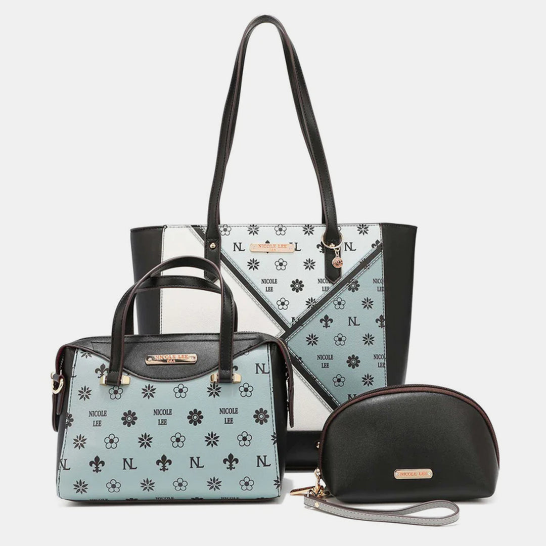 Nicole Lee USA 3-Piece Color Block Handbag Set - DRG Boutique Apparel & Accessories LLC