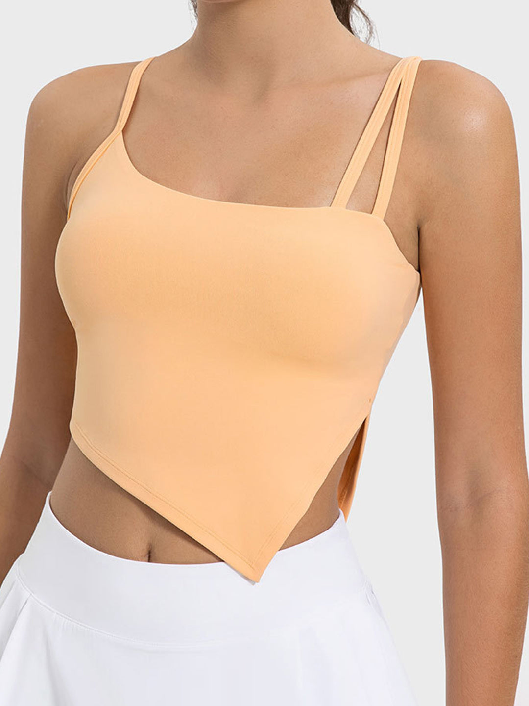 Millennia Slit Asymmetrical Neck Active Cami - DRG Boutique Apparel & Accessories LLC