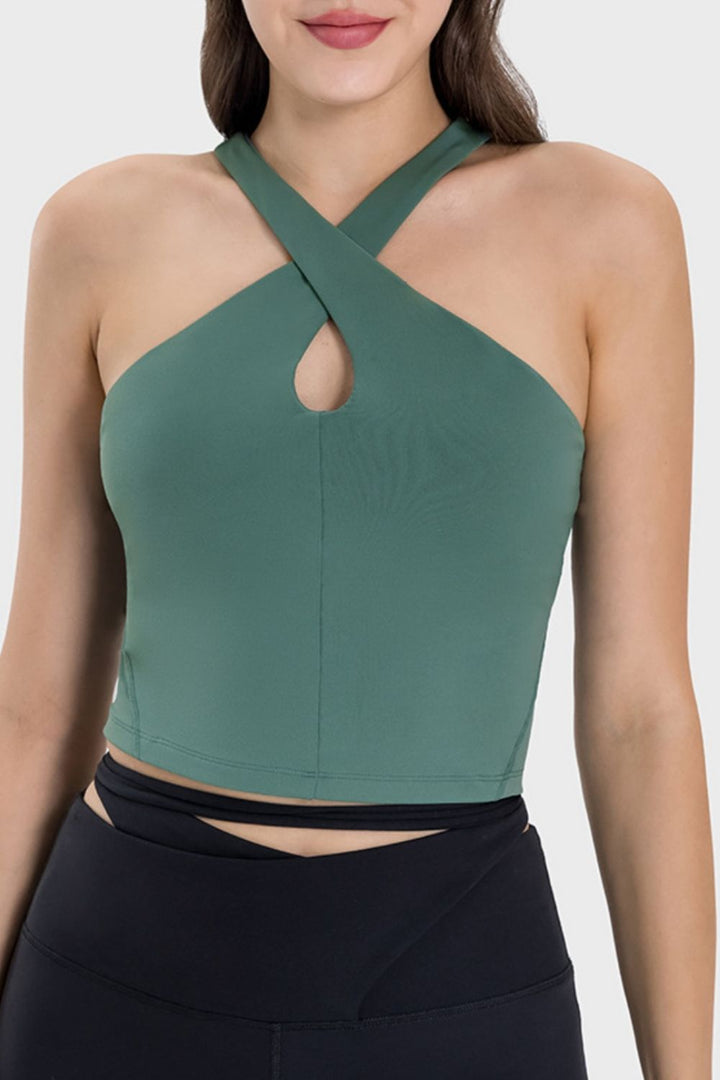 Millennia Crisscross Grecian Neck Active Cami - DRG Boutique Apparel & Accessories LLC