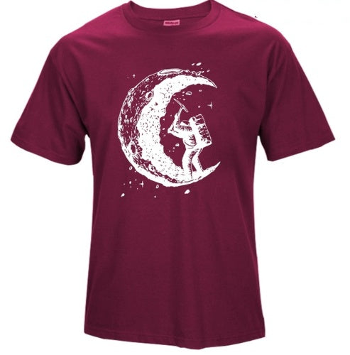 Men's Digging The Moon , Casual O-neck T Shirts, Short Sleeve