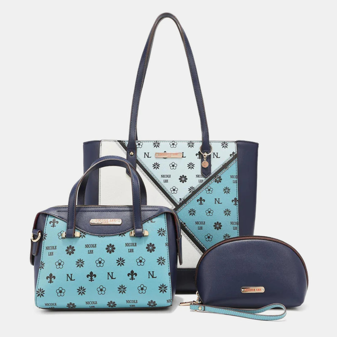 Nicole Lee USA 3-Piece Color Block Handbag Set - DRG Boutique Apparel & Accessories LLC