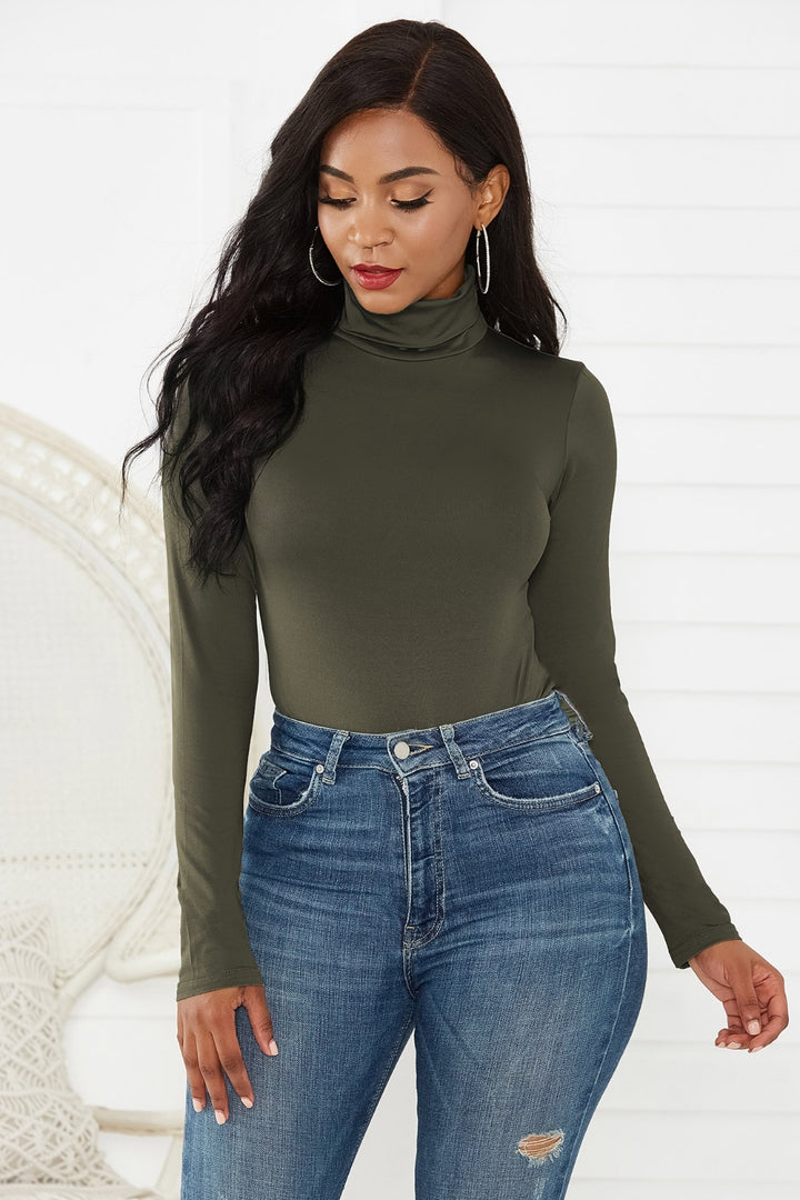 Turtleneck Long Sleeve Bodysuit - DRG Boutique Apparel & Accessories LLC