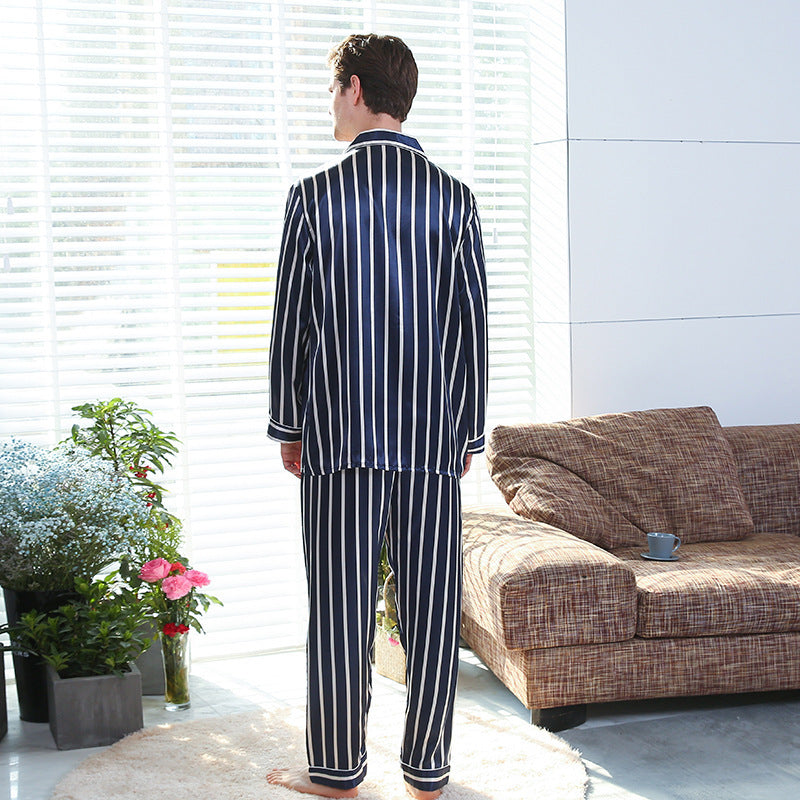 A1 Fall men's simulated silk stripe pajamas