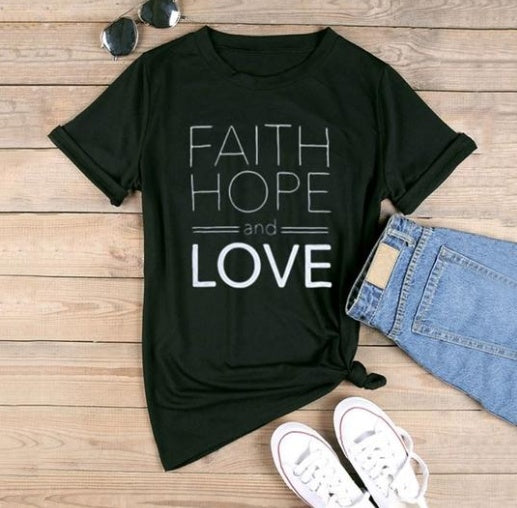 Faith hope and love T-shirts for men & women, short sleeves