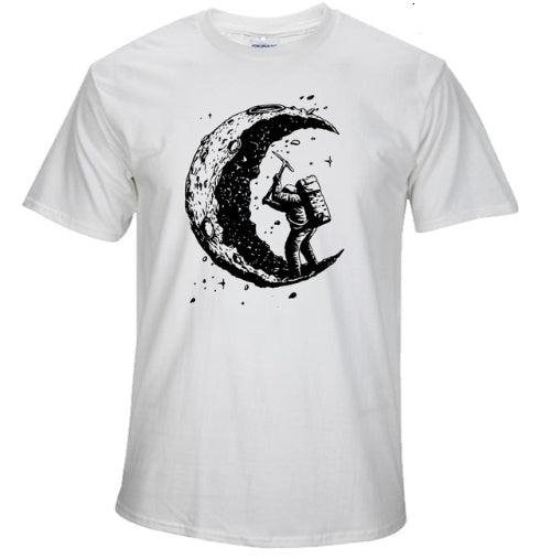 Men's Digging The Moon , Casual O-neck T Shirts, Short Sleeve