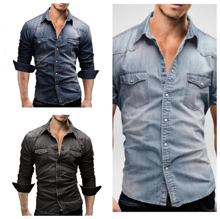 Men's Shirt Brand Long Sleeve, Casual Solid, Slim Fit
