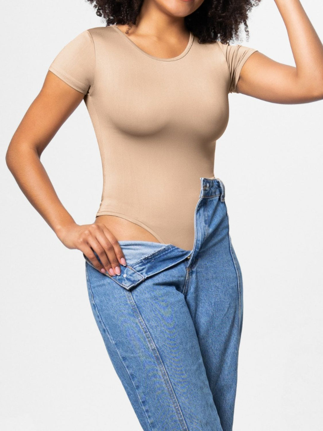 Full Size Round Neck Short Sleeve Bodysuit - DRG Boutique Apparel & Accessories LLC