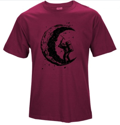 Men's Digging The Moon , Casual O-neck T Shirts, Short Sleeve