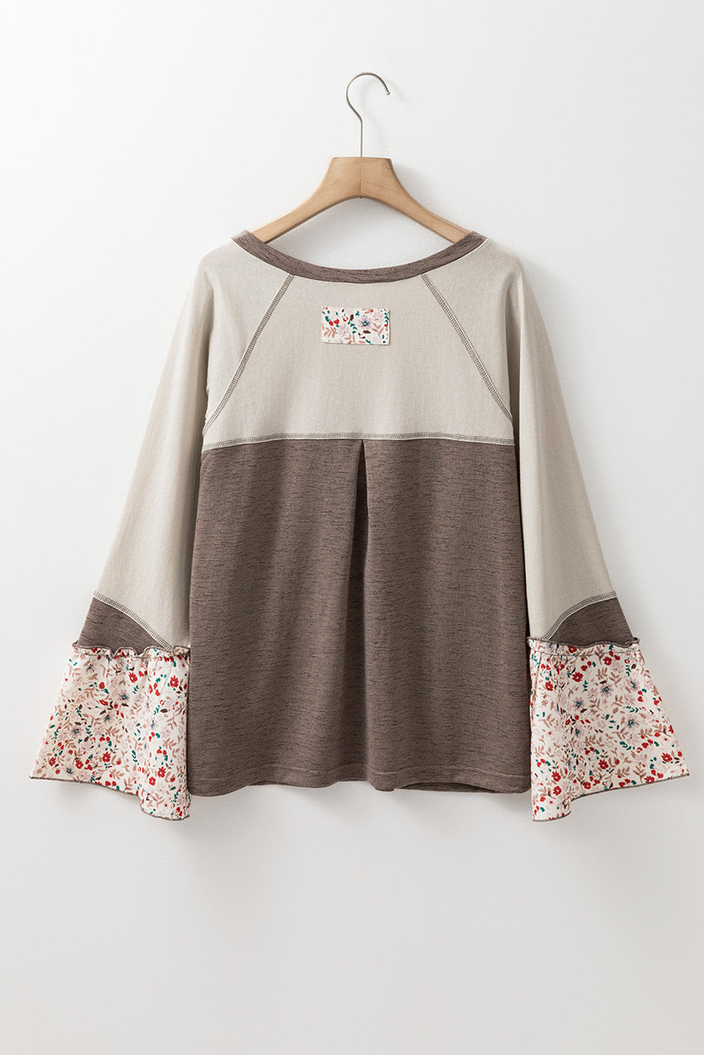 Floral Half Button Long Sleeve Top