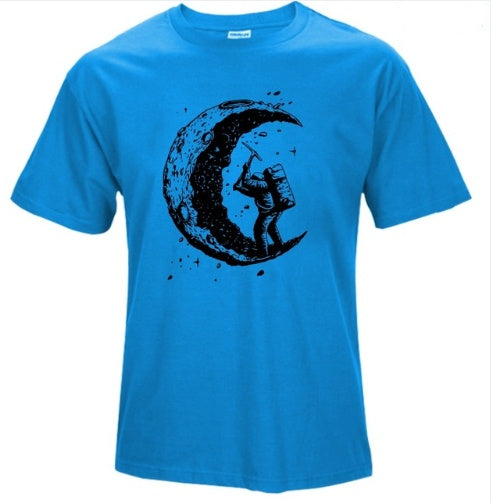 Men's Digging The Moon , Casual O-neck T Shirts, Short Sleeve