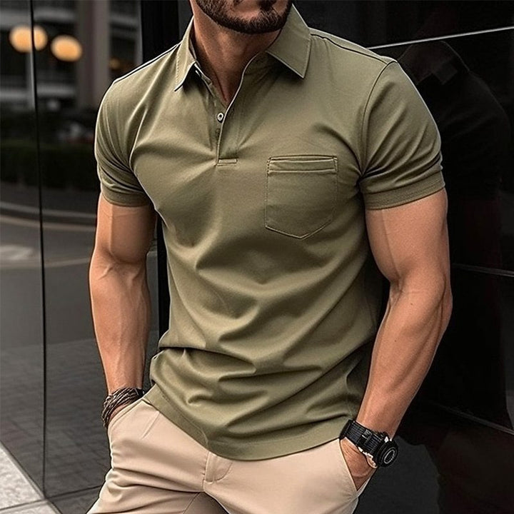 Summer Polo Shirt Chest Pocket Men's Sports Polo Shirt