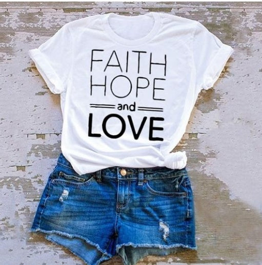 Faith hope and love T-shirts for men & women, short sleeves