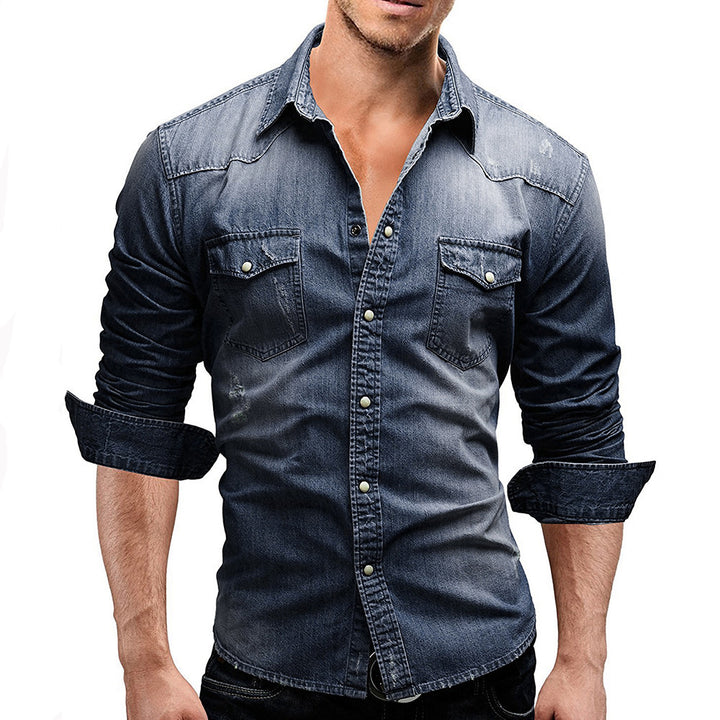 Men's Shirt Brand Long Sleeve, Casual Solid, Slim Fit