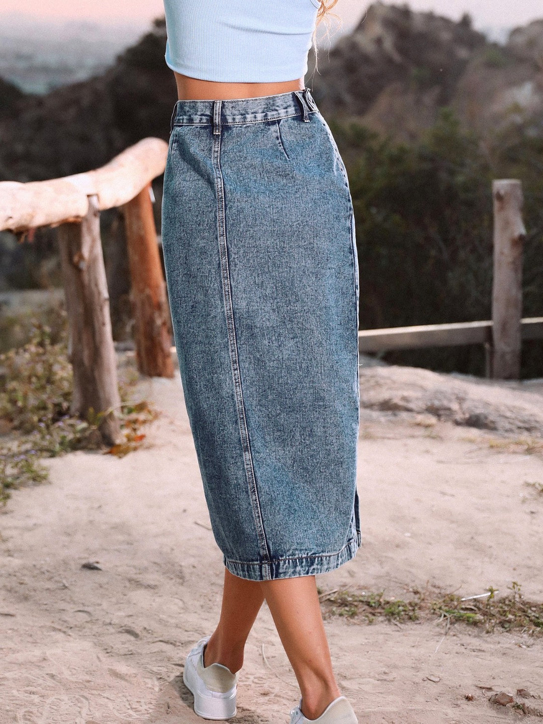 Button Down Denim Skirt - DRG Boutique Apparel & Accessories LLC