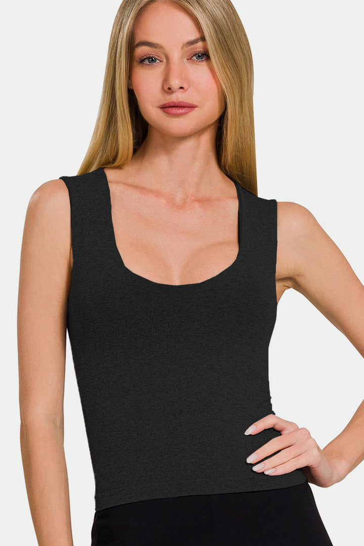 Zenana Cropped Padded Seamless Tank - DRG Boutique Apparel & Accessories LLC