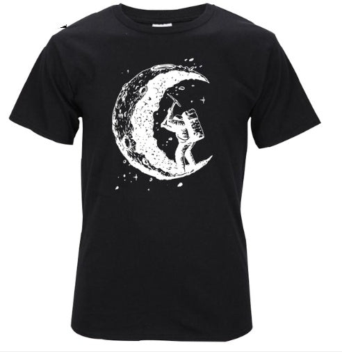 Men's Digging The Moon , Casual O-neck T Shirts, Short Sleeve