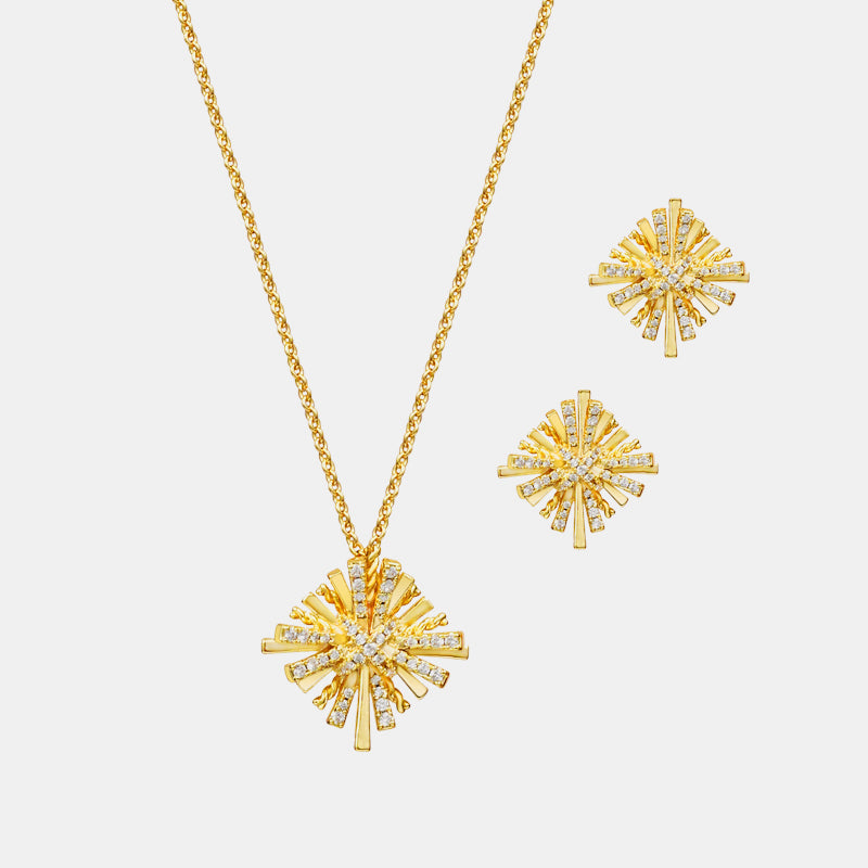 Starburst Gold-Plated Earrings and Necklace Set - DRG Boutique Apparel & Accessories LLC