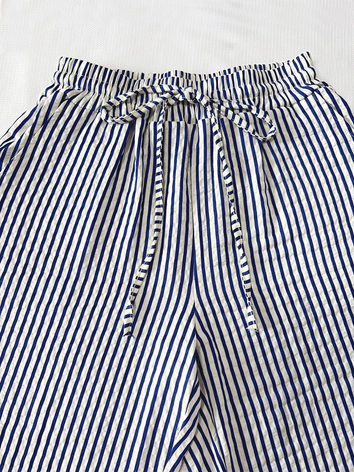 Drawstring Striped Elastic Waist Pants - DRG Boutique Apparel & Accessories LLC