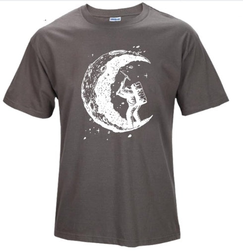 Men's Digging The Moon , Casual O-neck T Shirts, Short Sleeve