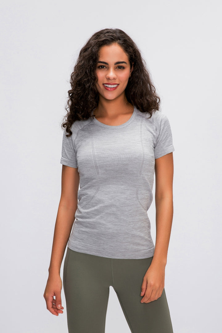 Millennia Round Neck Short Sleeve Active T-Shirt - DRG Boutique Apparel & Accessories LLC