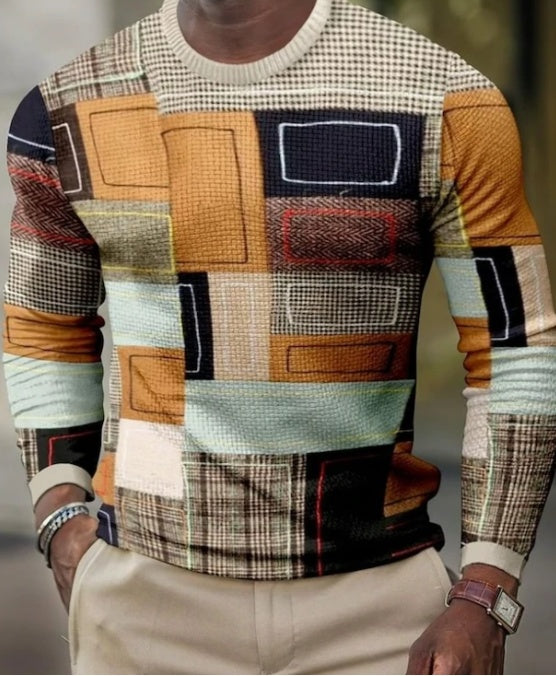 Men"s 3D Pullover Casual Tops Long Sleeve T-Shirts