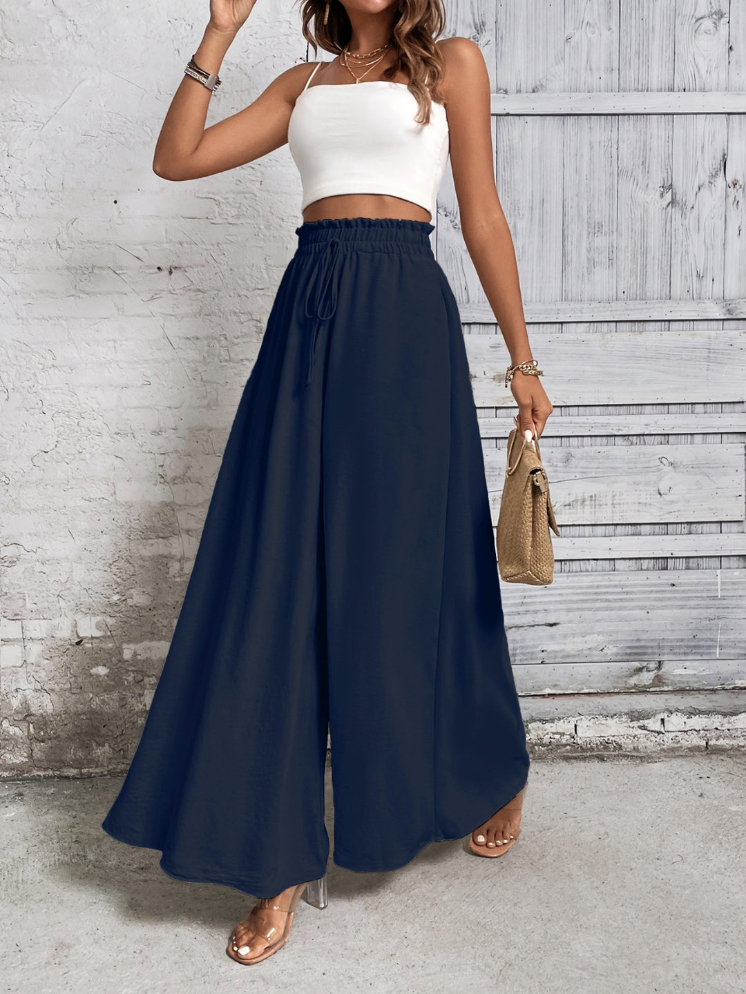 Honey Tied High Waist Wide Leg Pants - DRG Boutique Apparel & Accessories LLC