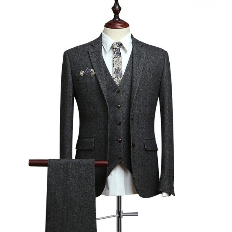 Men's Wool Tweed Formal Lapel suit