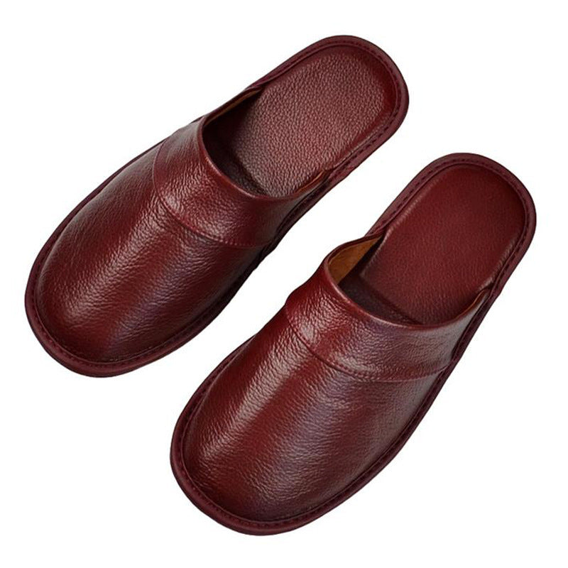 Cowhide Slippers Baotou Home Men And Women Elderly