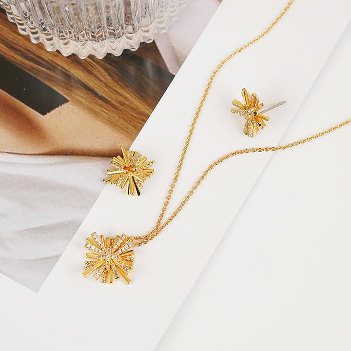 Starburst Gold-Plated Earrings and Necklace Set - DRG Boutique Apparel & Accessories LLC