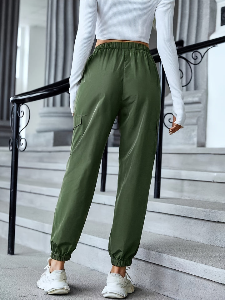 Full Size Elastic Waist Pants with Pockets - DRG Boutique Apparel & Accessories LLC