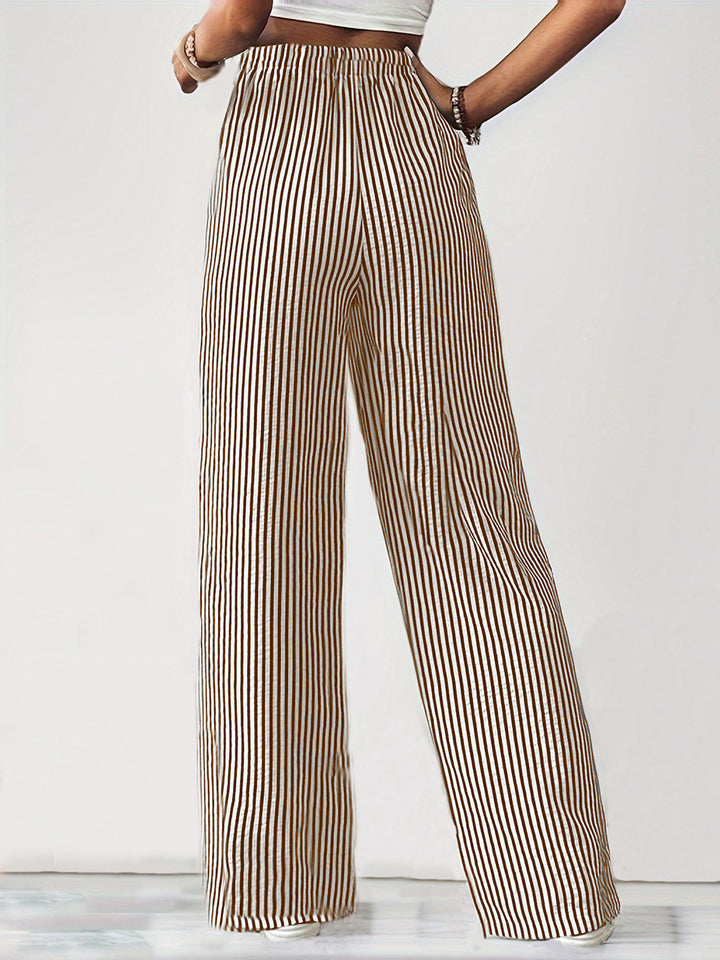 Drawstring Striped Elastic Waist Pants - DRG Boutique Apparel & Accessories LLC