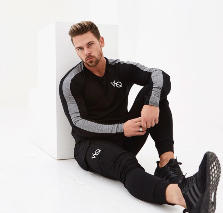 Brand Men fashion Slim T-Shirts Leisure Bodybuilding Long Sleeve