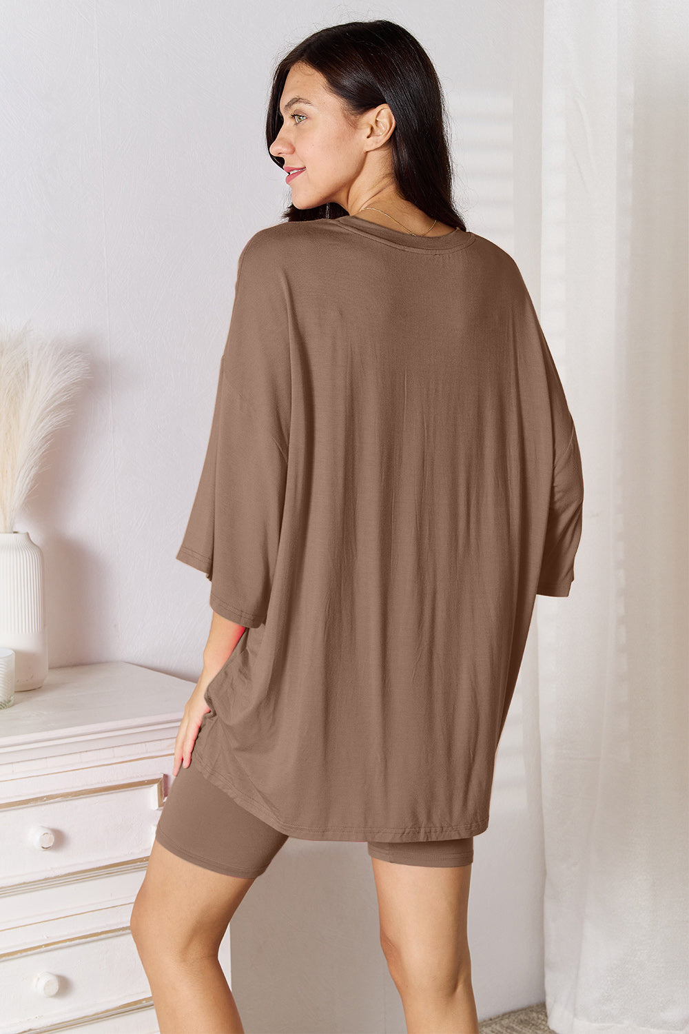 Basic Bae Full Size Soft Rayon Three-Quarter Sleeve Top and Shorts Set - DRG Boutique Apparel & Accessories LLC