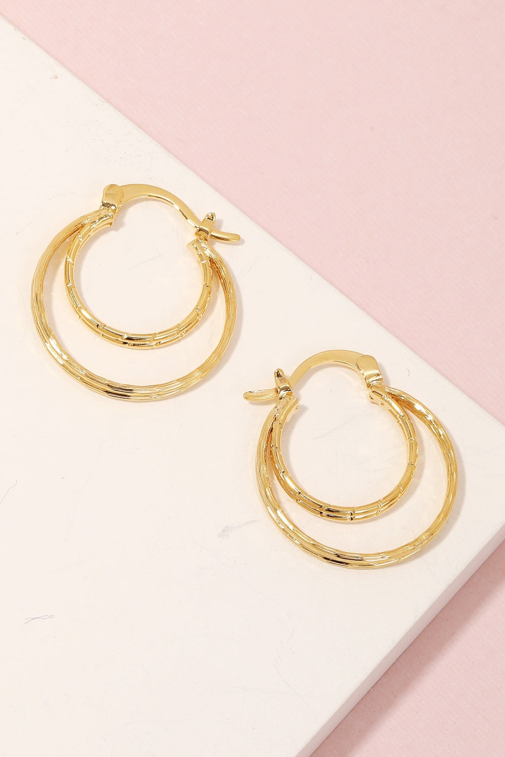 Fame Pincatch Double Circle Hoop Earrings - DRG Boutique Apparel & Accessories LLC