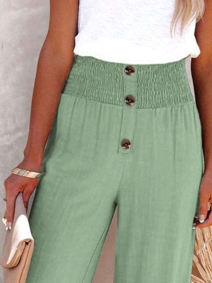 Full Size Decorative Button High Waist Pants - DRG Boutique Apparel & Accessories LLC