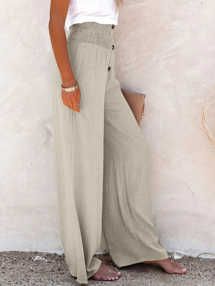 Full Size Decorative Button High Waist Pants - DRG Boutique Apparel & Accessories LLC