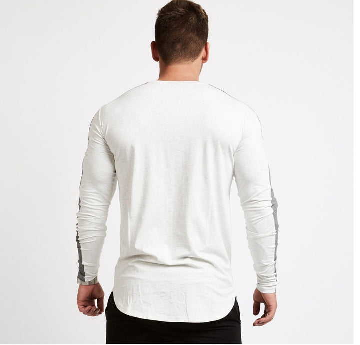 Brand Men fashion Slim T-Shirts Leisure Bodybuilding Long Sleeve