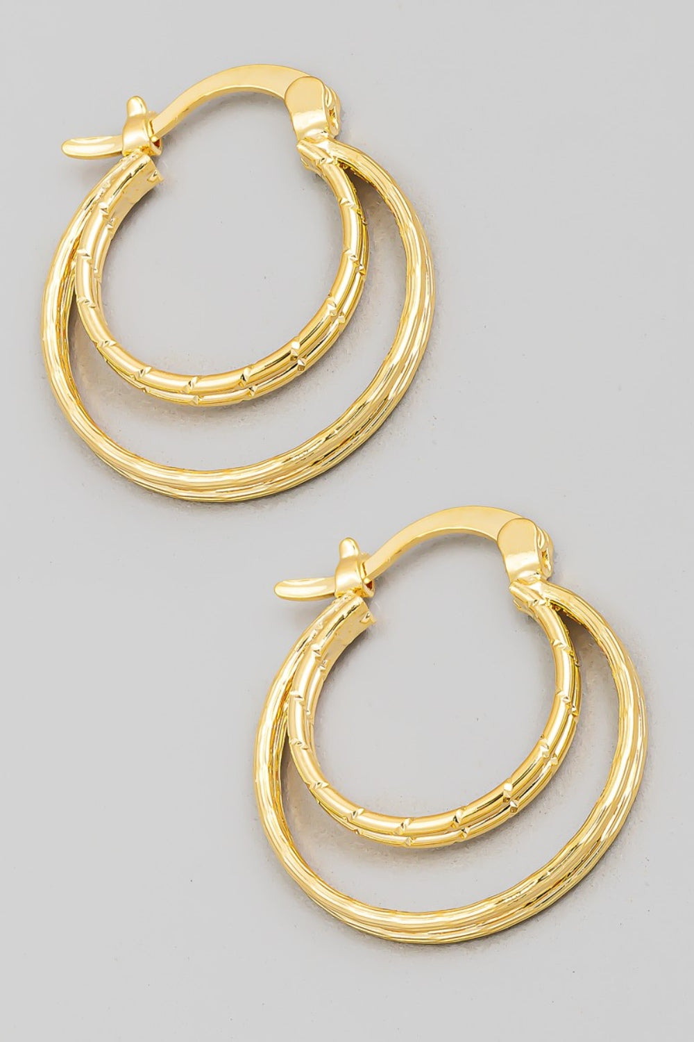 Fame Pincatch Double Circle Hoop Earrings - DRG Boutique Apparel & Accessories LLC