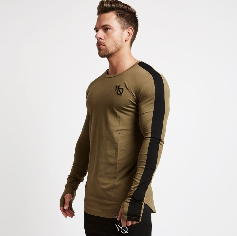 Brand Men fashion Slim T-Shirts Leisure Bodybuilding Long Sleeve