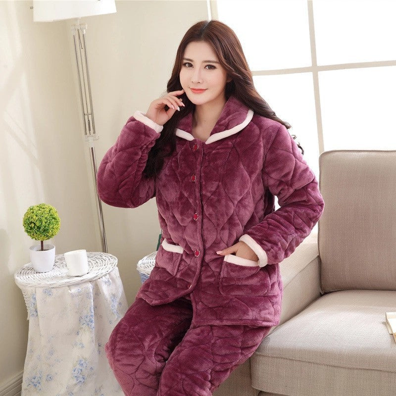 Flannel and cotton purple pajamas for men and women