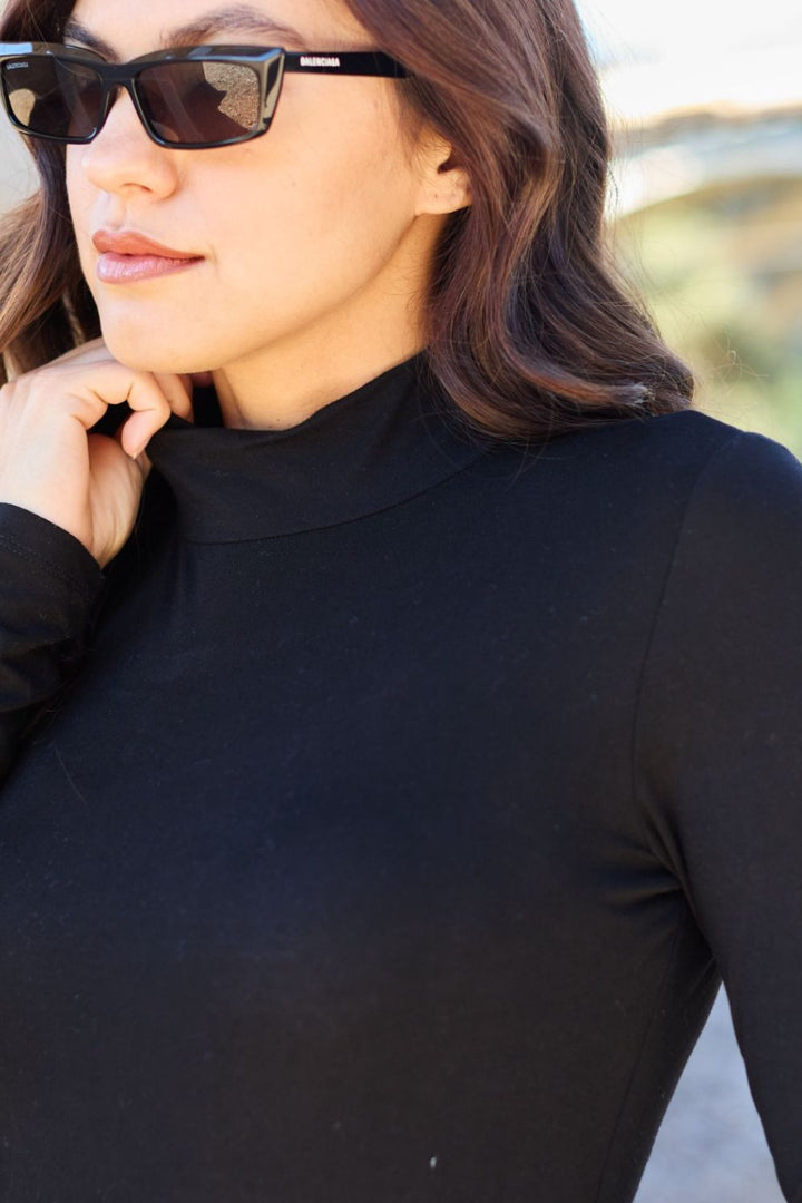 Basic Bae Full Size Mock Neck Long Sleeve Bodysuit - DRG Boutique Apparel & Accessories LLC