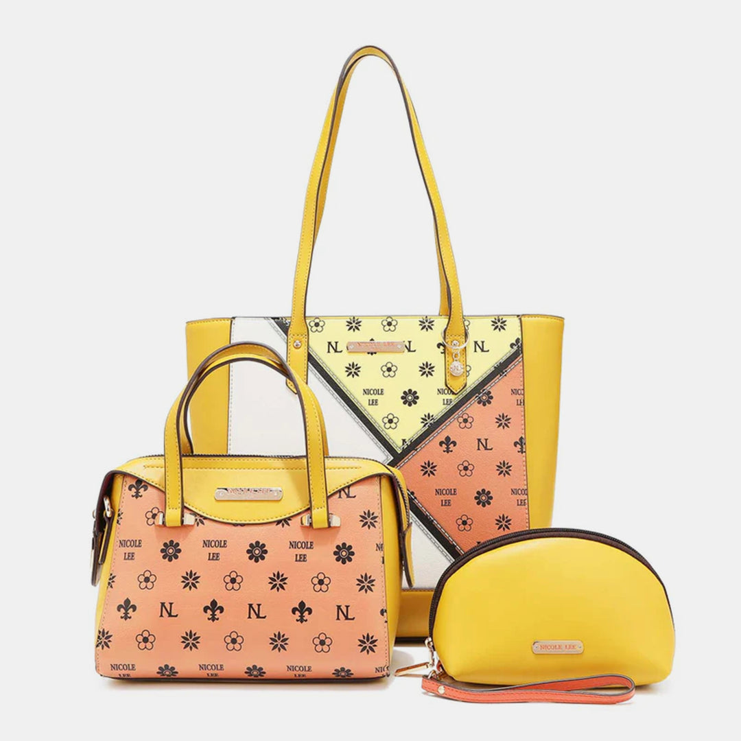 Nicole Lee USA 3-Piece Color Block Handbag Set - DRG Boutique Apparel & Accessories LLC